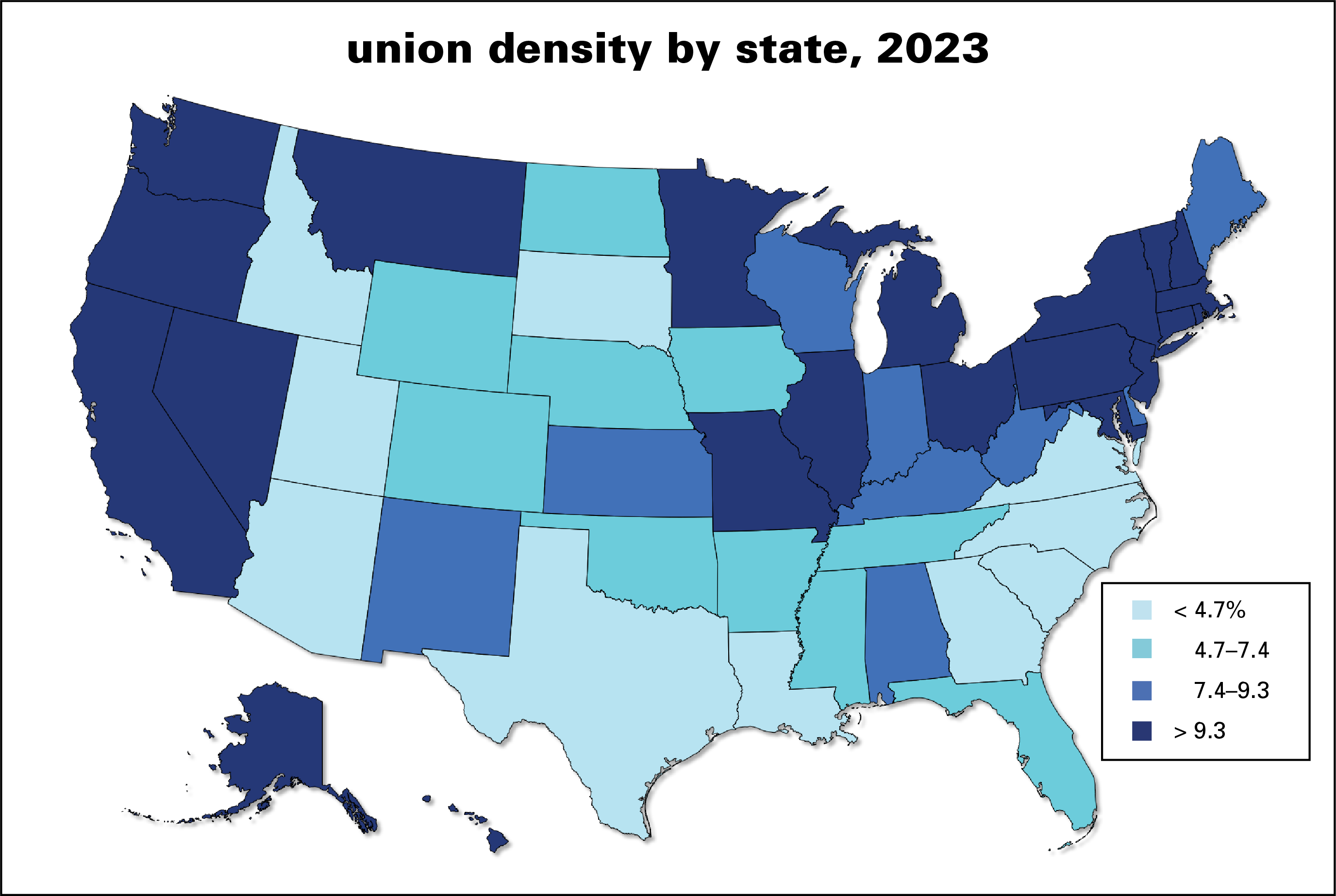 Union density map 2023